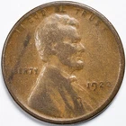 1922 Plain "No D" Weak Reverse Lincoln Wheat Penny Cent Fine (F)
