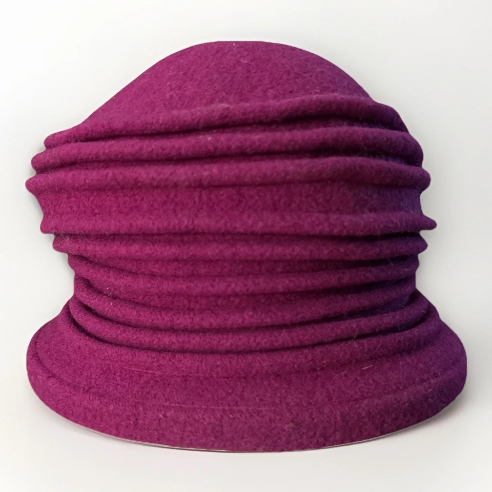 Sombrero Parkhurst 100 % lana Cloche para mujer fucsia púrpura estilo cubo Canadá de colección Foto 3 de 4