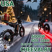 USA-Electric Dirt Bike Mountain Motorcycle 60V 32AH Battery 6000W 60 MPH XMAS