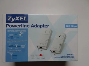 ZyXEL Powerline Pass-Thru Ethernet Adapter PLA-407 200Mbps White