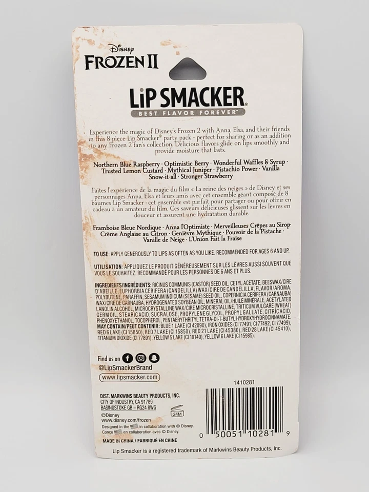 8 x LIP SMACKER 迪士尼冰雪奇缘 II Rasberry Berry 华夫饼柠檬芥末 Juniper — 第 3/3 张图片