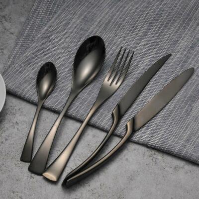 Design Besteck Set Edelstahl westliches Essen Geschirr Steak Besteckset Schwarz