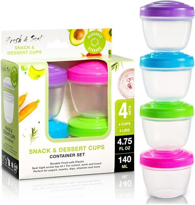 10-Pack Small Snack Containers With Lids - 4.5 Oz Double Compartment Condiment Cups For Travel