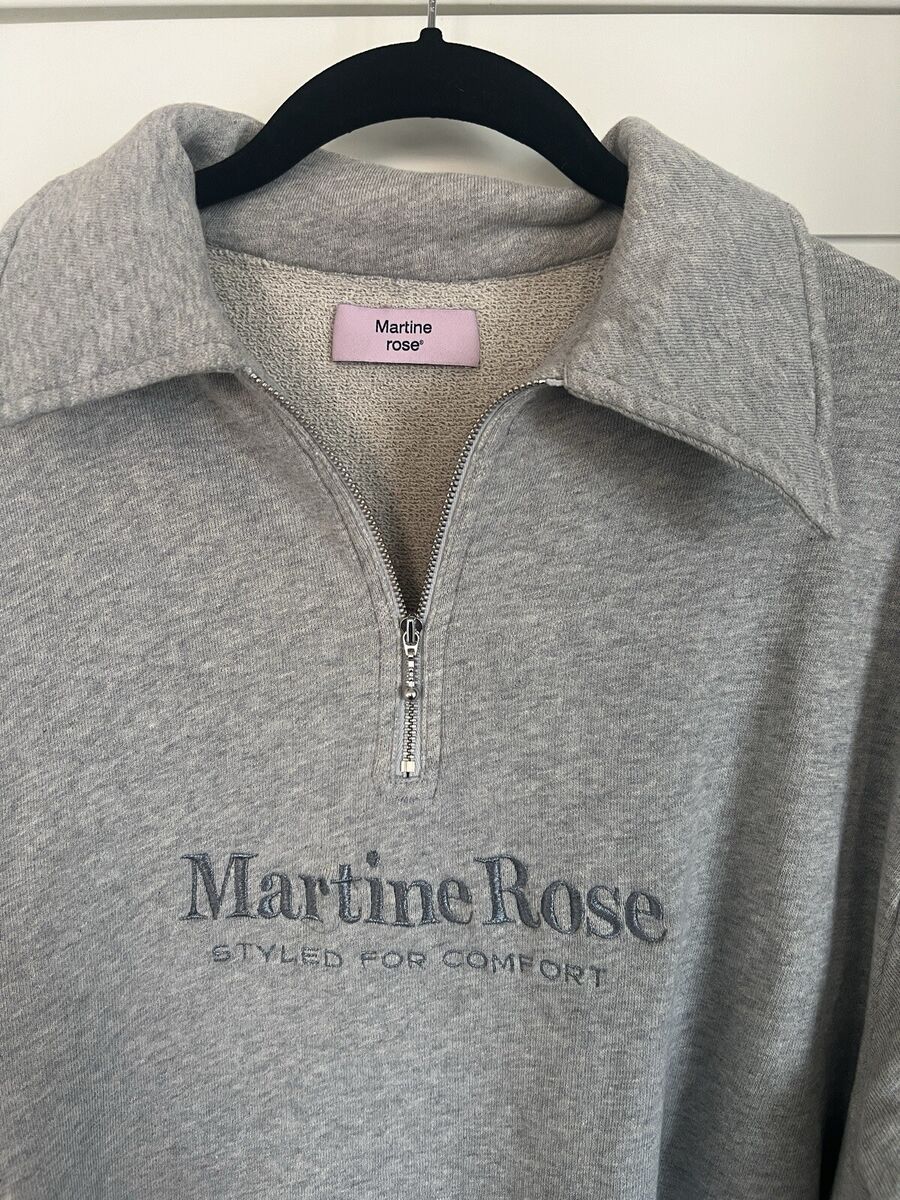 Martine Rose Gray Zip Logo-embroidered Cotton Polo Shirt Martine Rose Gray Zip Logo-embroidered Cotton Polo Shirt