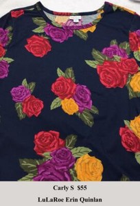 Lularoe Small Carly Navy Blue Red Purple Yellow Green Flowers Floral Nwt Ebay