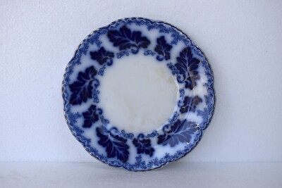 Vintage English Pottery Johnson Bros Flow Blue Normandy Plate