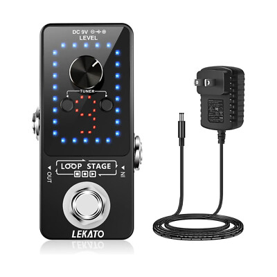 LEKATO Guitar Looper Pedal Tuner 9 Loops 40 minutes Record and Power Supply, US