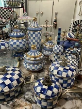 MacKenzie-Childs Royal Check Ceramic Groovy Canister.  New.