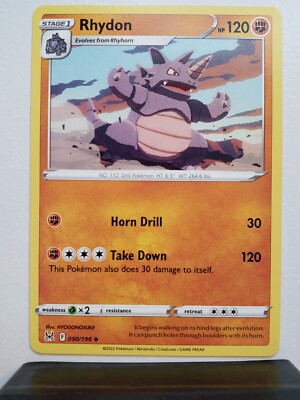 Rhydon 090/196 NM / M - Lost Origin Pokemon Card - HYOGONOSUKE Art