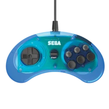 Retro-Bit Official Sega Genesis 6-Button Arcade Pad Brand New Clear Blue