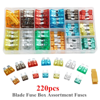 220× Car Blade Fuse Box Assortment Fuses Set for Trucks RV SUV Boat Motorcycle