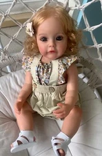 22" Lifelike Reborn Baby Dolls Full Body Vinyl Girl Adorable Smiling Toddler Toy