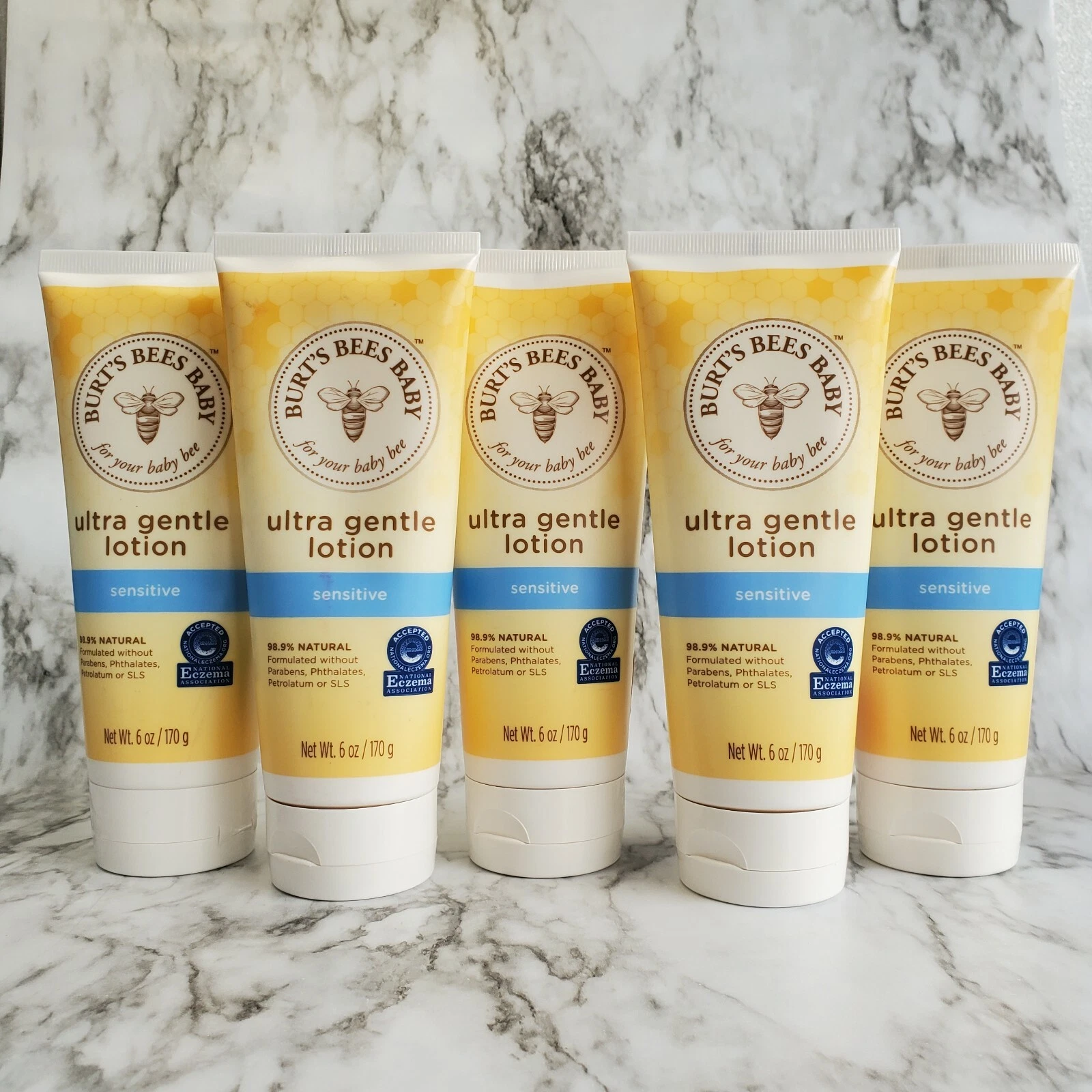 Lot 5 Burt's Bees Baby Ultra Gentle Lotion Soothing 98.9% Natural 6oz Sensitive