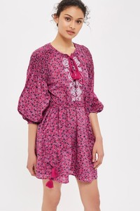 topshop red floral smock dress