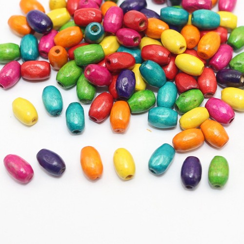 500 Mixed Colour 8X5mm Mini Oval Wood Beads~Wooden Spacer Beads - Picture 2 of 6