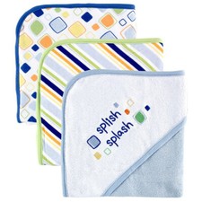 Luvable Friends Baby Boy Cotton Terry Hooded Towels, Blue, One Size