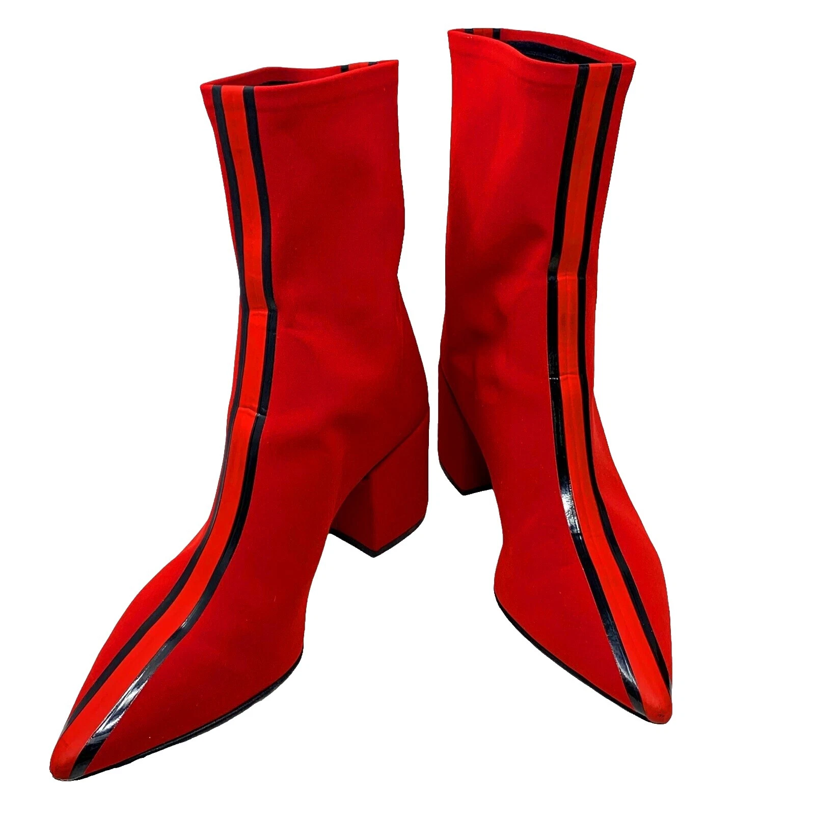 Botas de Cuero Charol a Rayas para mujeres