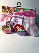 DISNEY PRINCESS SOCKS 6 PAIRS   SIZE 12-24 MONTHS