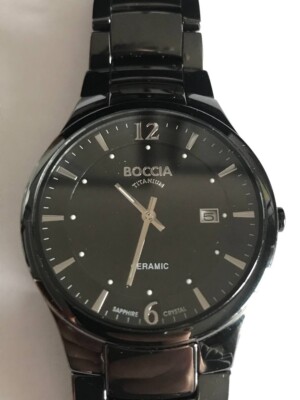 Boccia 3572-02 Men's quartz titanium and ceramic watch, mint condition