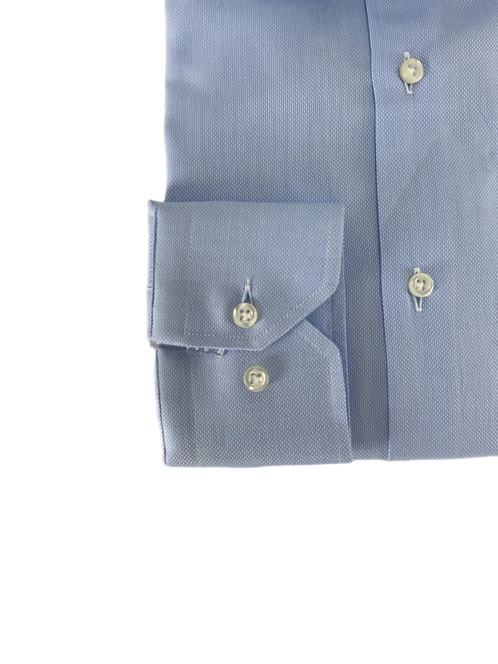 Camicia uomo Bagariny sartoriale cotone Oxford stretch slim fit col. cielo Made - Immagine 4 di 4