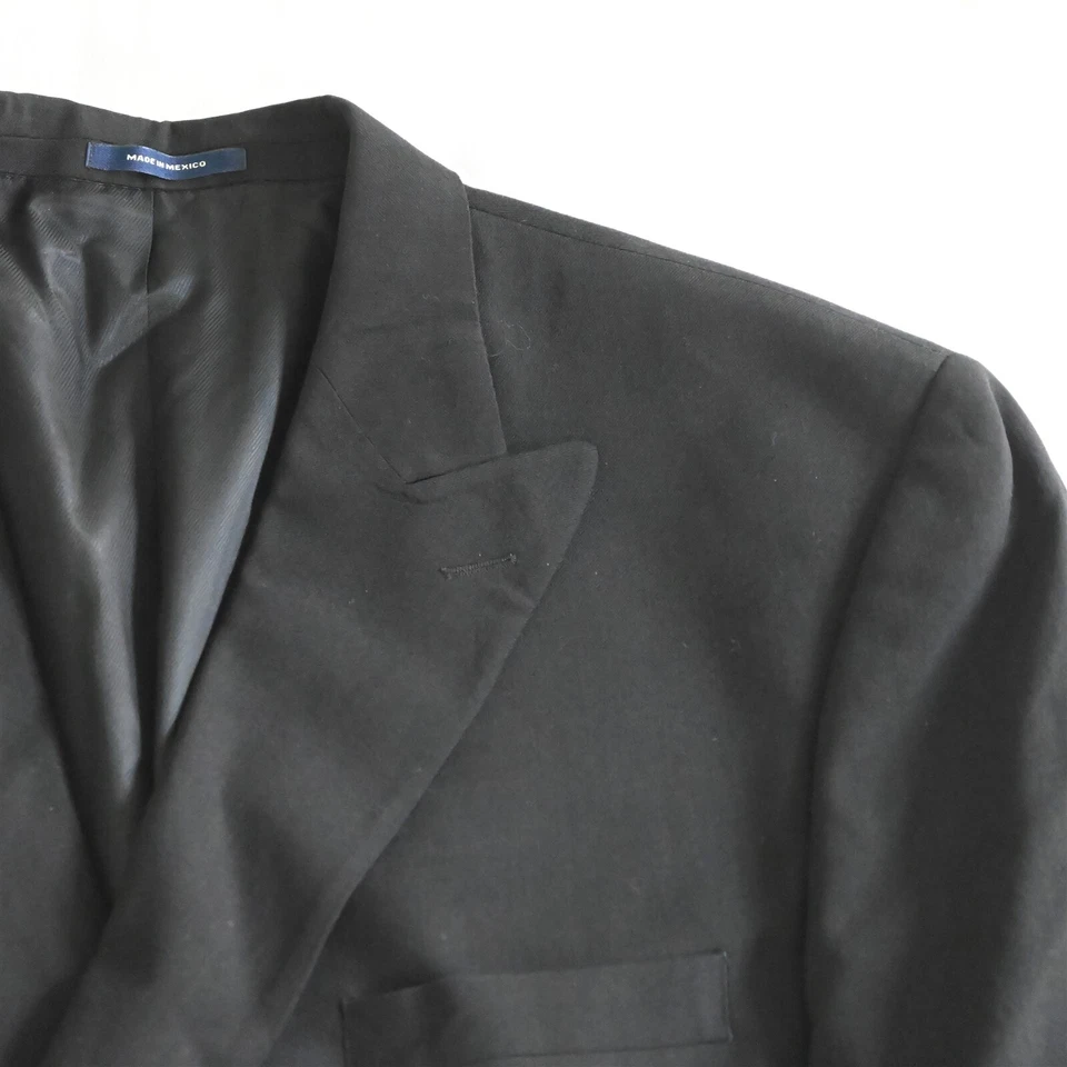 Paul Fredrick 43R 44R Black Trim Fit Double Breasted Suit Jacket Sport Coat - Image 2 of 4