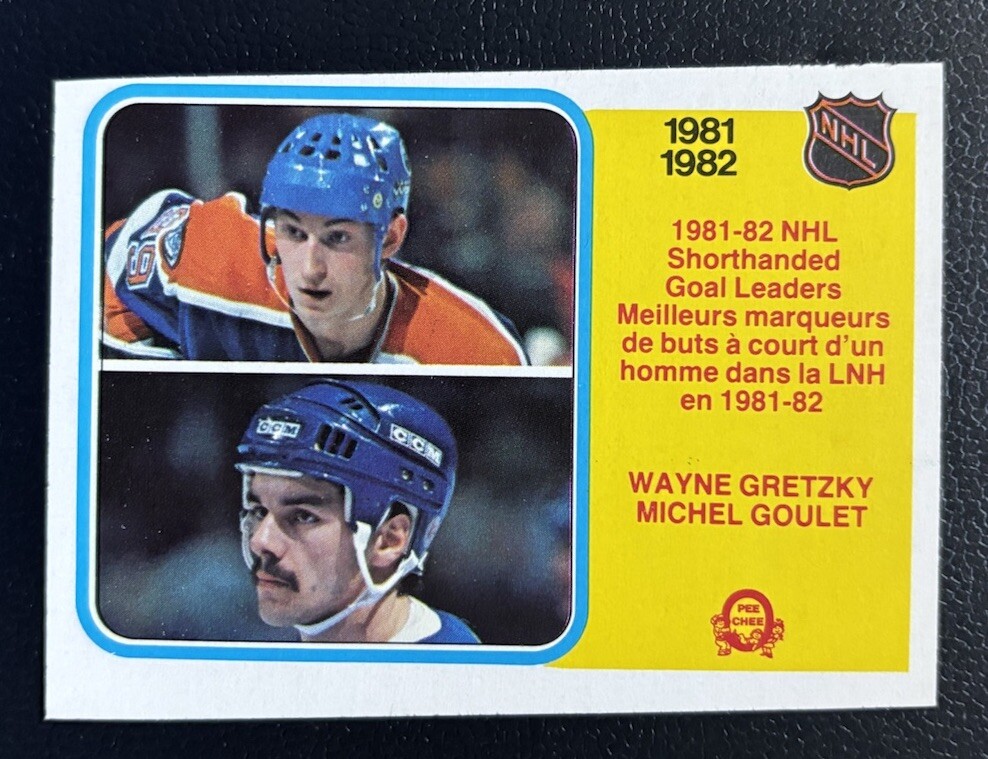 1982 O-Pee-Chee Wayne Gretzky/Michel Goulet Short Handed Goal Leaders #237 VG-P