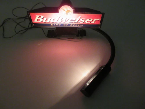 RARE! 12" Vtg 1980s Breweriana Budweiser Beer Plastic SIGN Wall Lamp WORKS
