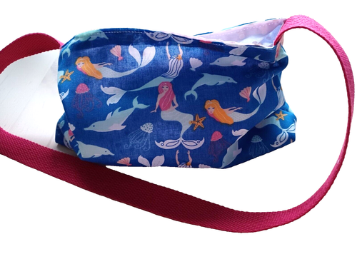 Handmade Child's Tote Bag. Mermaids with Pink Spotted Lining. BNWT - Picture 3 of 5