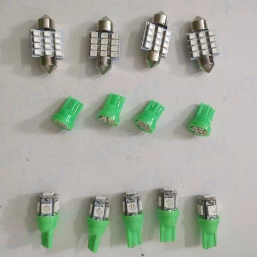 13 Piezas Verde Coche Interior Luz LED Cúpula Mapa Matrícula Lámpara Bombillas Accesorios Foto 3 de 4