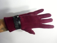 Bordeaux Winter Gloves Women Warm Touch Compatible Smartphone Fake Knot