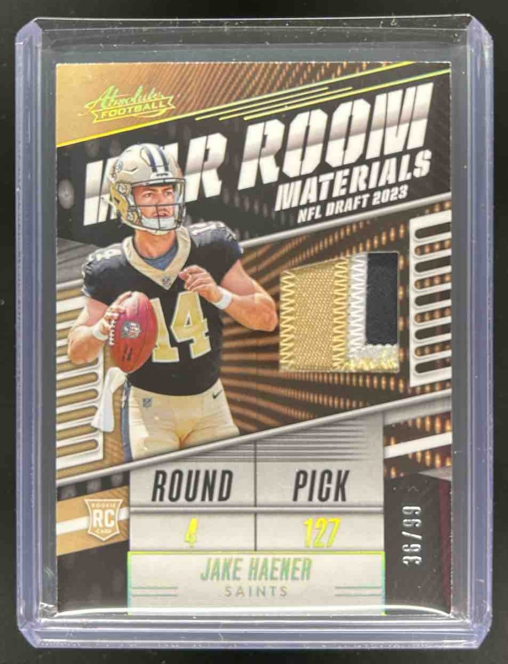 Jake Haener Panini Absolute War Room Materials #WRJHAE Gold