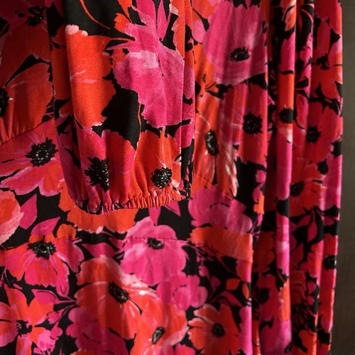 Miss Selfridge Red & Pink Floral A Line Dress size 8 - Picture 4 of 8
