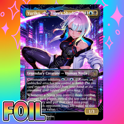 Yuriko, the Tiger's Shadow FOIL Proxy Card with Custom Cyberpunk Lucy Art