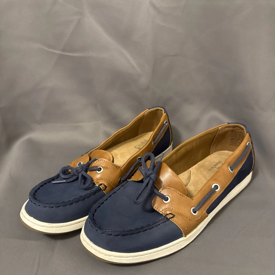 Женские лодочные туфли Croft And Barrow темно-синие и коричневые размер 7 США Ortholite Eco - Изображение 2 из 4
