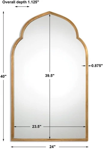 Elegant Moroccan Arch Top Gold Wall Mirror - 40" x 24" Home Decor - Picture 5 of 5