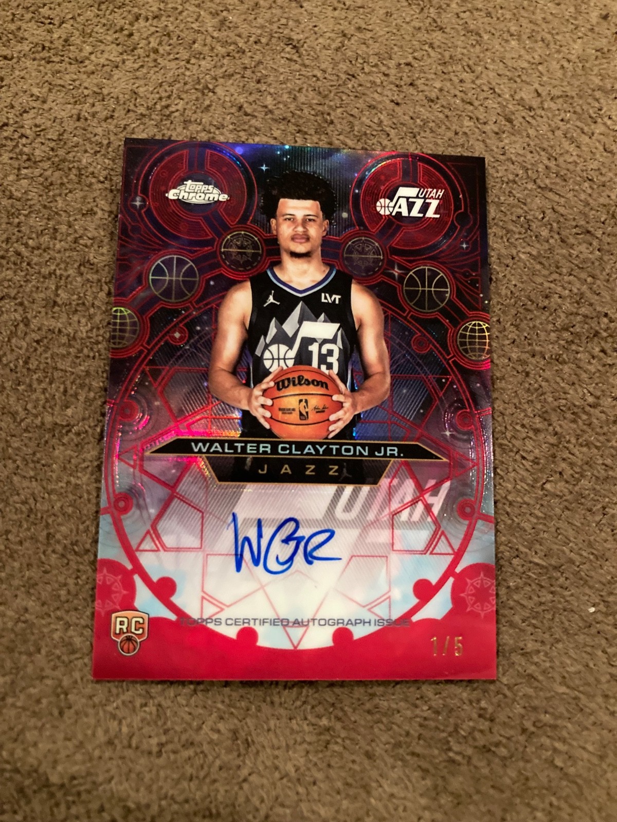 Walter Clayton Jr. 2025-26 Topps Chrome RC Chromographs Auto Red 1/5 1st One!