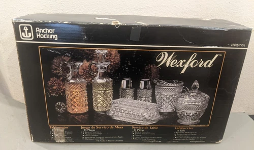 Anchor Hocking Wexford Glass Tablemates 11 pc Set Cruet S&P Cream Sugar Butter