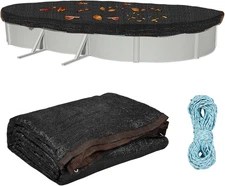 15' X 30' Oval Pool Leaf Net Cover with 100FT String (Colour Random),18 X 36 Ft 