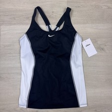 Nike Swim Color Surge Powerback Tankini Top Womens Small Black White