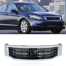 Front Bumper Upper Grille For 2008 2009 2010 Honda Accord 4Dr Sedan Chrome Grill