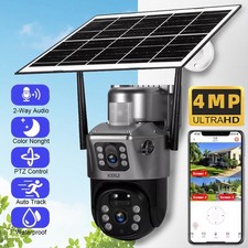 WIFI Solar Battery 4MP Wireless PTZ Security Camera System Outdoor PIR IP Audio