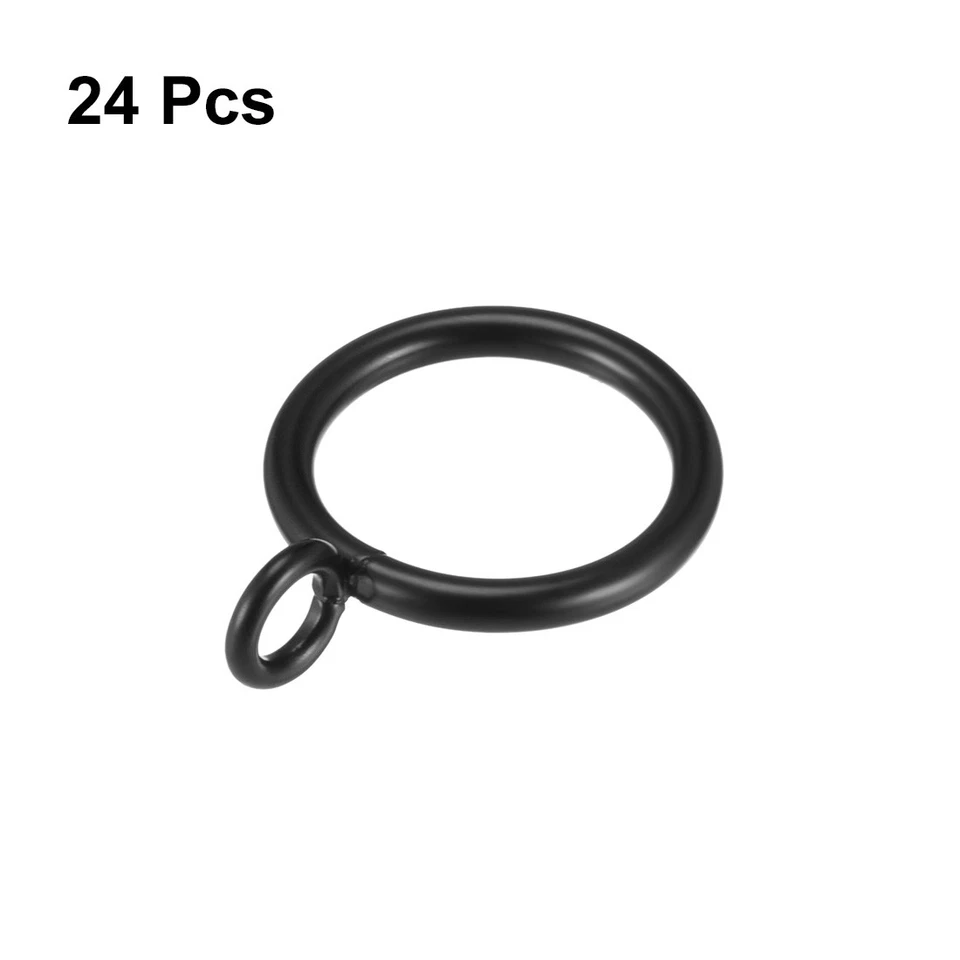 1 Inch Inner Dia Metal Curtain Rings Black for Curtain Rods Curtain Rings 24pack - Image 3 of 3
