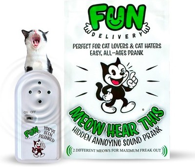 FUN delivery Meow Hear This: Hidden Cat Sound Prank Device, Realistic Meowing No