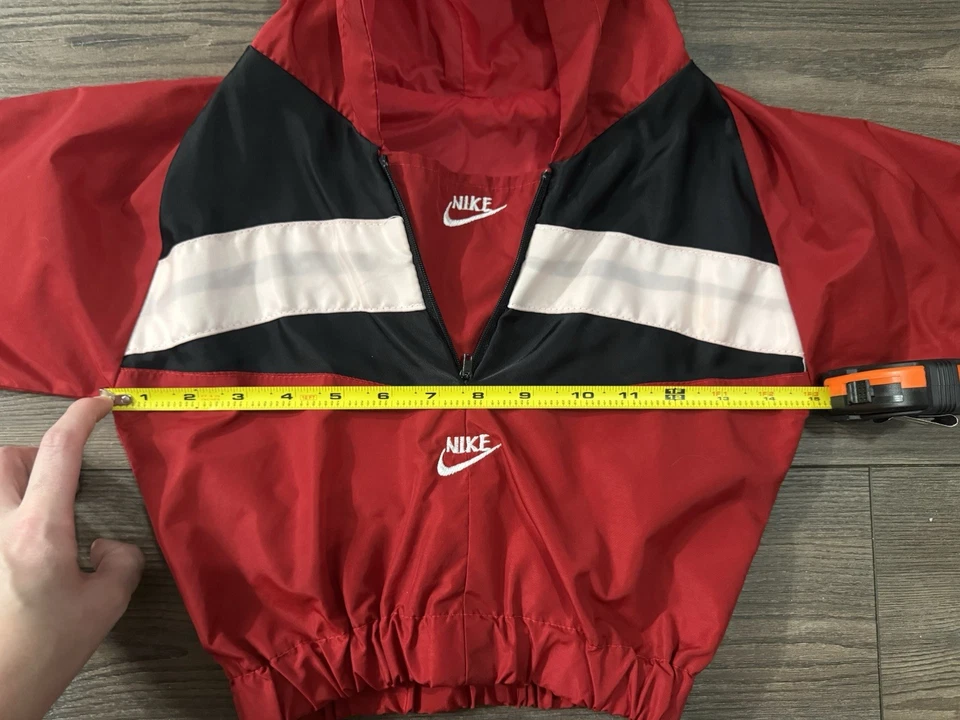 Chaqueta cortavientos Nike vintage rara roja negra blanca con capucha — niño pequeño 3T Foto 4 de 4