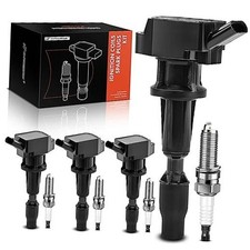 Set of 4 Ignition Coil Pack and Iridium Spark Plugs  Compatible with Kia