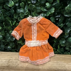 Vintage 1960s Barbie Skipper Sweet Orange #3465 Velvet Dress TM Tagged Mattel