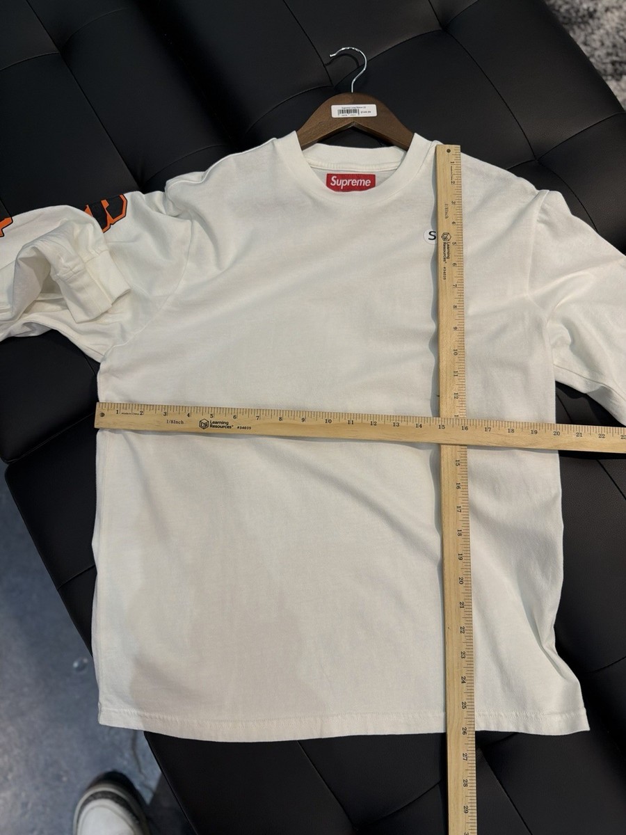 Supreme Cracked Long Sleeve Top Washed White Orange Size Small NEW