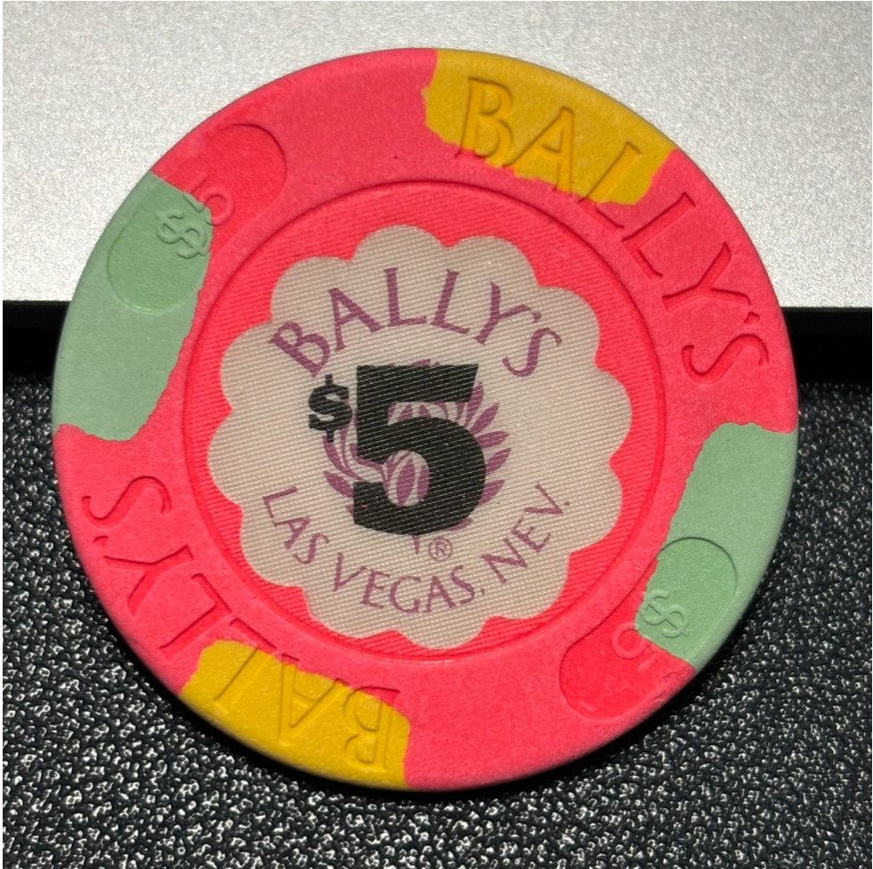 $5 BALLY'S CASINO CHIP POKER CHIP LAS VEGAS NEVADA GAMBLING TOKEN