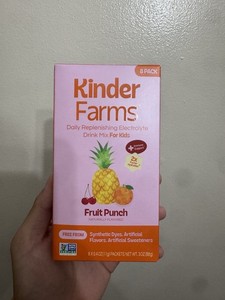 Kinder Farms Kids Electrolyte Drink Mix Powder Fruit Punch Non-GMO 8 Pack 3 oz