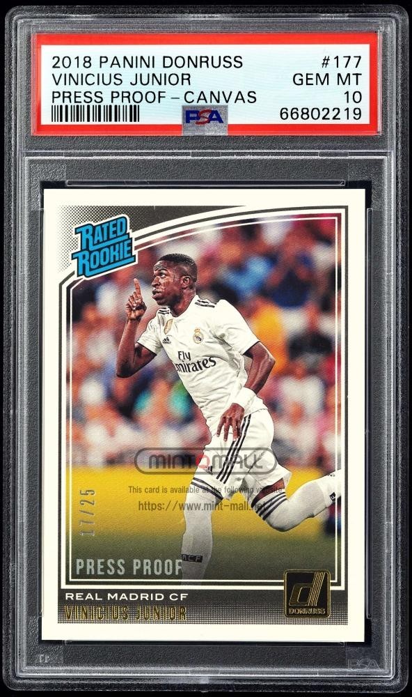 2018 PANINI DONRUSS PRESS PROOF-CANVAS #177 VINICIUS JUNIOR ROOKIE /25 PSA 10